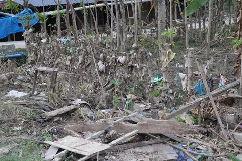 Devastation and Debris in the Aftermath of a Flood Foto stock
