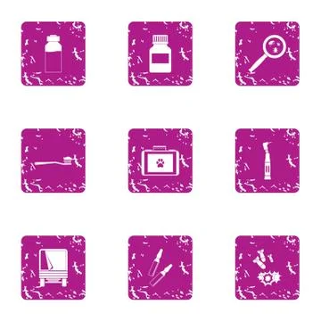 Devastation icons set, grunge style Ilustración de archivo