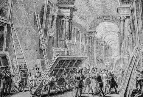 Devastation of the Louvre museum, 1804-1832 History of France by Henri Martin Stock Illustration