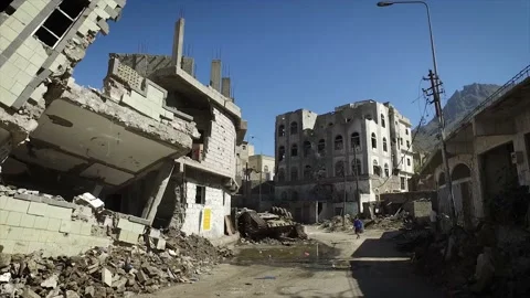 The devastation of the war in Yemen Stock Footage 148676588