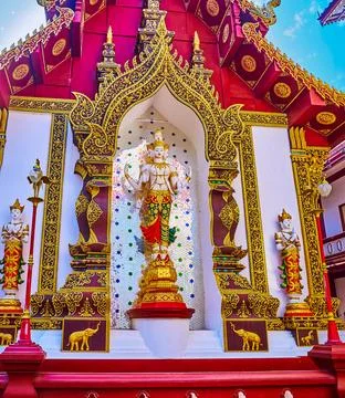 Devata deities statues, Wat Saen Muang Ma, Chiang Mai, Thailand Stock Photos