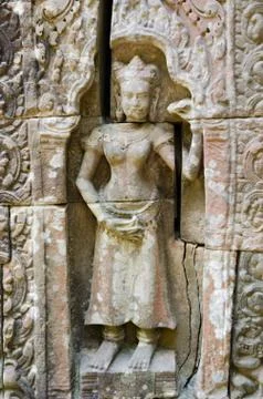 Devata, low relief in angkor 库存照片