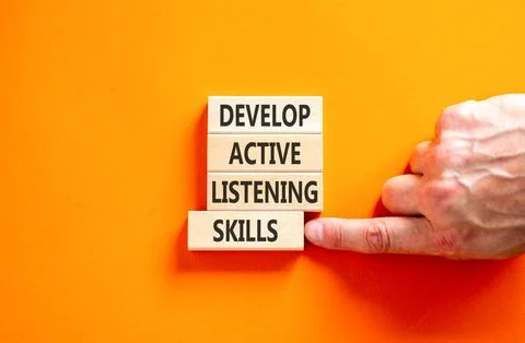 Develop active listening skills symbol. Concept words Develop active listen.. Stock Photos