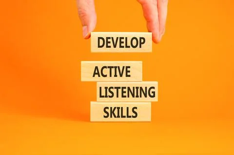 Develop active listening skills symbol. Concept words Develop active listen.. Stock Photos