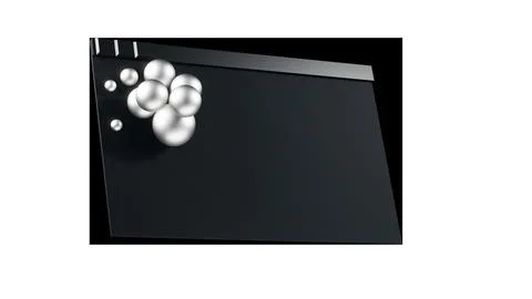 Develop an advanced 3D illustration with sleek black and silver spheres in a Stock-Illustration
