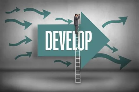 Develop against arrows pointing 스톡 일러스트