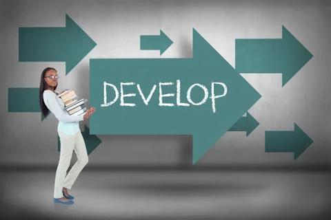 Develop against blue arrows pointing 스톡 일러스트
