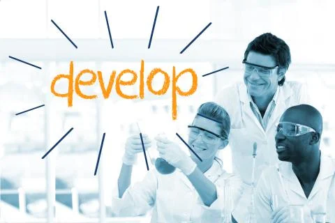 Develop against scientists working in laboratory Stockillustratie