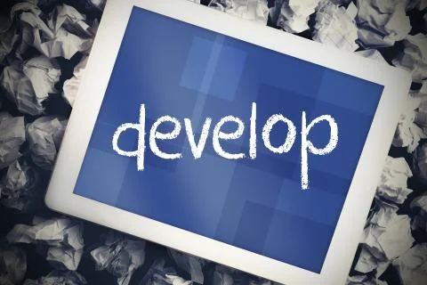 Develop against tablet pc with blue screen Stock Illustration