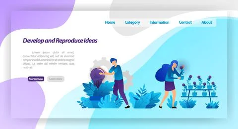 Develop and Reproduce Ideas. park with light bulb plants. teamwork harvesting Illustrazione stock