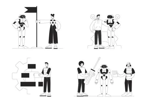 Develop artificial intelligence technologies concept vector illustration pack イラスト素材