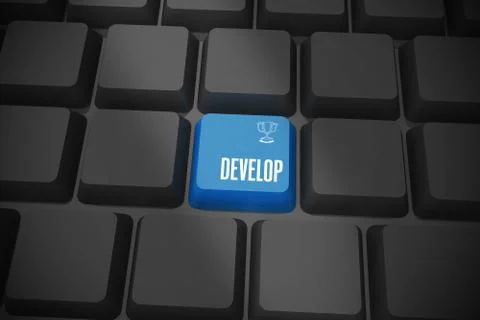 Develop on black keyboard with blue key Stockillustratie