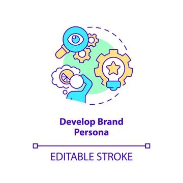 Develop brand persona concept icon Stock Illustration