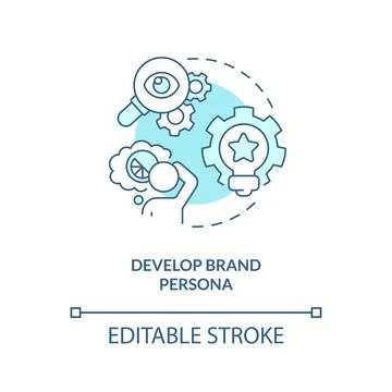 Develop brand persona turquoise concept icon Stock Illustration