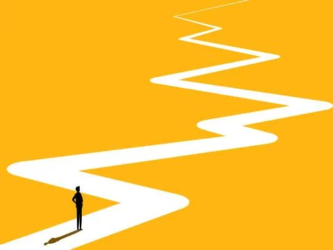 Develop a career. Businessmen on a complex path Stockillustratie