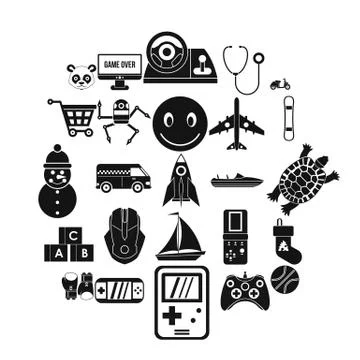 Develop child icons set, simple style Stock Illustration