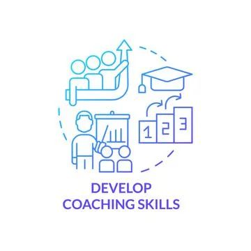 Develop coaching skills blue gradient concept icon Illustrazione stock