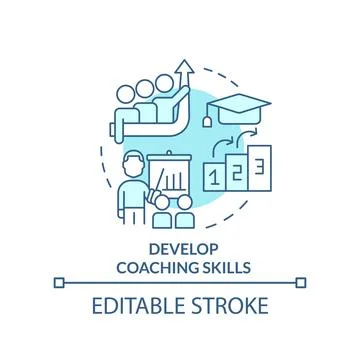 Develop coaching skills turquoise concept icon Stock Illustration
