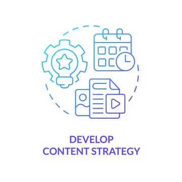 Develop content strategy blue gradient concept icon Stock Illustration