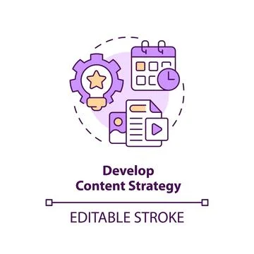 Develop content strategy concept icon Stock Illustration