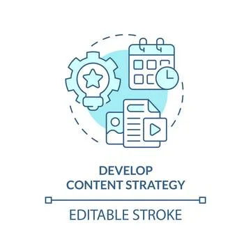 Develop content strategy turquoise concept icon イラスト素材