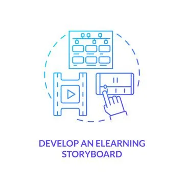 Develop eLearning storyboard blue gradient concept icon Stock Illustration