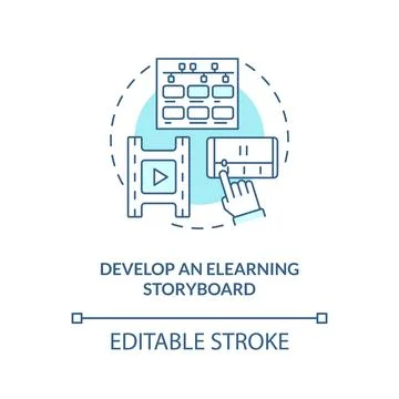 Develop eLearning storyboard turquoise concept icon Illustrazione stock