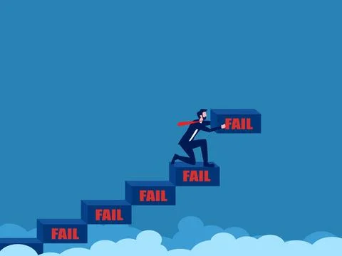Develop from failure. Businessmen learn to fail as a path to their goals Illustrazione stock