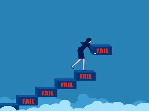Develop from failure. Businesswomen learn to fail as a path to their goals 스톡 일러스트