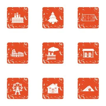 Develop a house icons set, grunge style イラスト素材