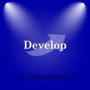 Develop icon. Flat icon on blue background.. Stock Illustration