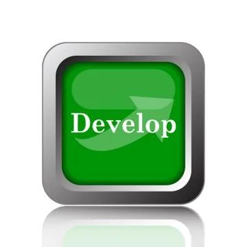 Develop icon. Internet button on black background.. Illustrazione stock