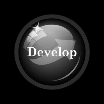 Develop icon. Internet button on black background. . Stock Illustration