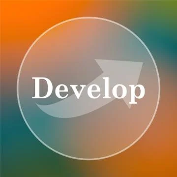 Develop icon. Internet button on colored  background.. Illustrazione stock