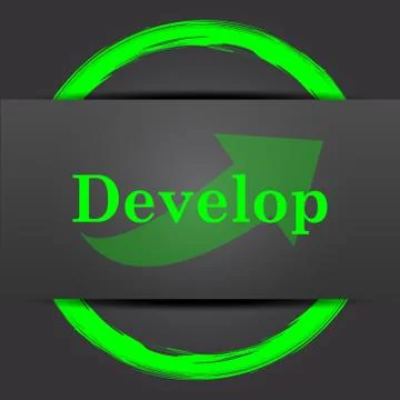 Develop icon. Internet button with green on grey background.. 스톡 일러스트