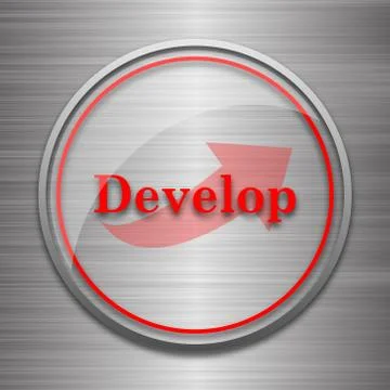 Develop icon. Internet button on metallic background.. Stockillustratie