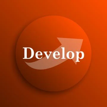 Develop icon. Internet button on orange background. Illustrazione stock