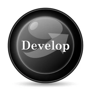 Develop icon. internet button on white background.. Illustrazione stock