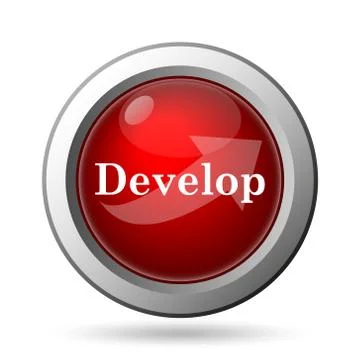 Develop icon. Internet button on white background.. Illustrazione stock