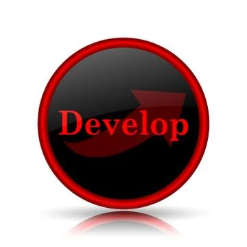 Develop icon. Internet button on white background.. Illustrazione stock