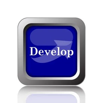 Develop icon. Internet button on white background.. Illustrazione stock