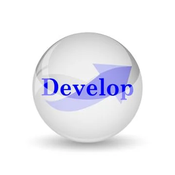 Develop icon. Internet button on white background.. Illustrazione stock