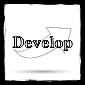 Develop icon. Internet button on white background. Outline design imitating p Illustrazione stock