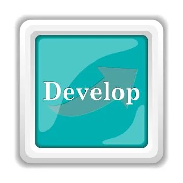 Develop icon. Internet button on white background.. Illustrazione stock