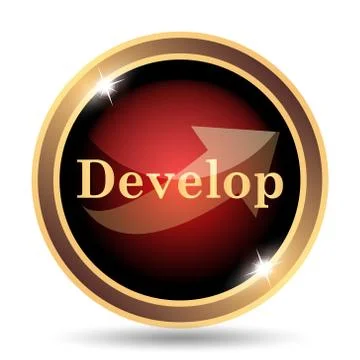 Develop icon. Internet button on white background.. Illustrazione stock
