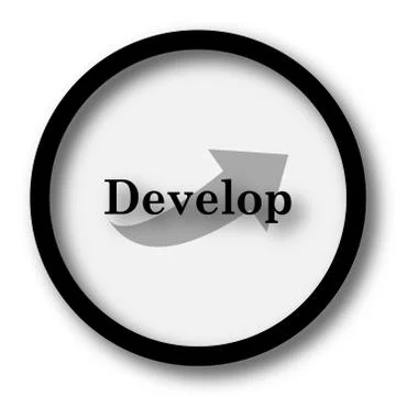 Develop icon. Internet button on white background.. Illustrazione stock
