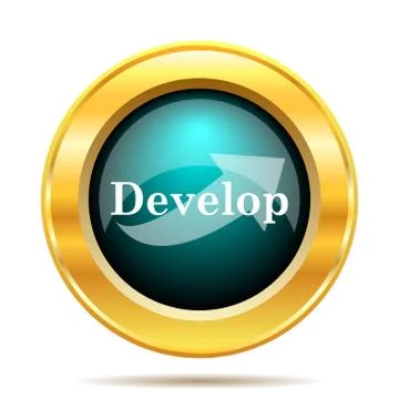 Develop icon. Internet button on white background.. Illustrazione stock