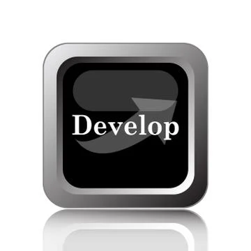Develop icon. Internet button on white background.. Illustrazione stock