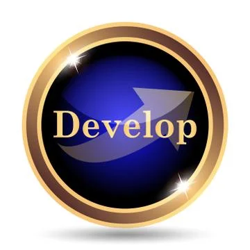Develop icon. Internet button on white background.. Illustrazione stock