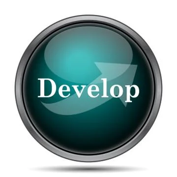 Develop icon. Internet button on white background.. Illustrazione stock